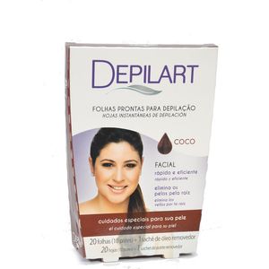 Folhas Prontas Facial Depilart Coco Com 20un