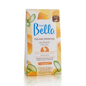 Folhas Prontas Depil Bella Facial Mel e Aloe Vera 16 Unidades