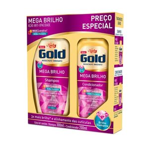 Kit Niely Gold Mega Brilho Shampoo 300ml + Condicionador 200ml