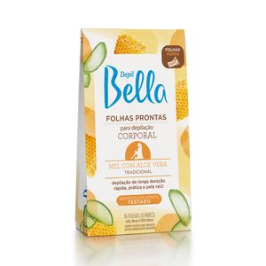 Folhas Prontas Depil Bella Corporal Mel e Aloe Vera 16 Unidades