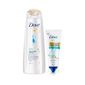 Kit Dove Shampoo Hidratação Intensa 400ml + Super Condicionador Nutrição 40 170ml c/ 25% de Desconto