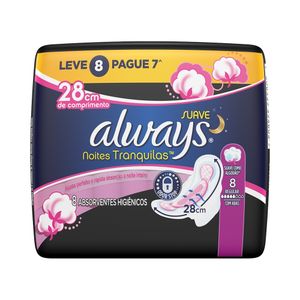 Absorvente Always Proteção Total Noites Tranquilas com Abas Suave Leve 8 Pague 7