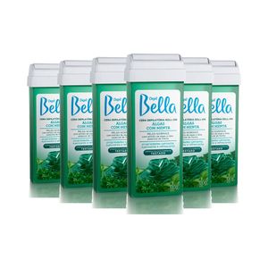 Kit 6 Cera Depil Bella Roll On Algas com Menta 100g