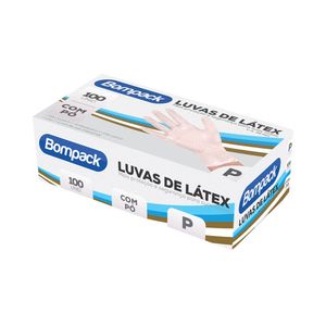 Luva de Latex Bompack com Pó 100 Unidades P