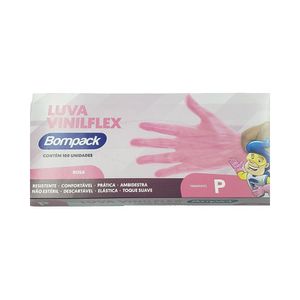 Luva Bompack Vinilflex Sem Pó Rosa C/100 Unidades P