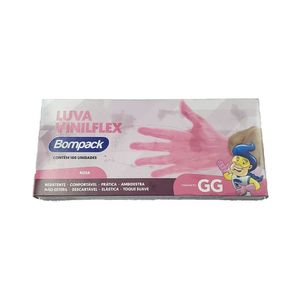 Luva Bompack Vinilflex Sem Pó Rosa C/ 100 Unidades GG