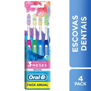 Escova Dental Oral-B Indicator Plus Color com 4 Unidades