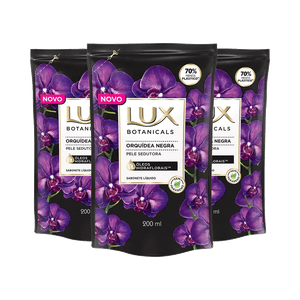 Kit 3 Sabonete Liquido Lux Refil Orquídea Negra 200ml