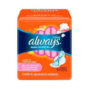 Absorvente Always Super Proteção Suave Com  Abas - 8 Unidades