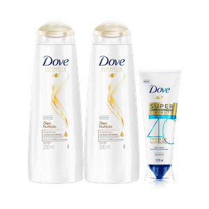 Kit 2 Shampoo Dove Óleo Nutrição 200ml Grátis Super Condicionador 1 Minuto Fator de Nutrição 40 170ml