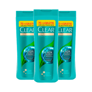 Kit 3 Shampoo Clear Anticaspa Detox 400ml Grátis 70ml