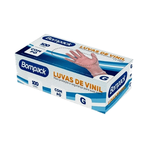 Luva de Vinil Bompack Com Pó 100 Unidades G