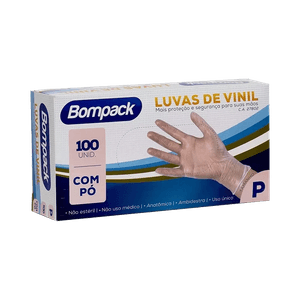 Luva de Vinil Bompack Com Pó 100 Unidades P