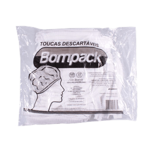 Touca Sanfonada Bompack com 100 Unidades Branca