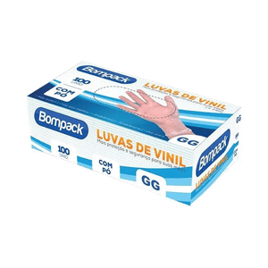 Luva Vinil Bompack Com Pó 100 unidades GG