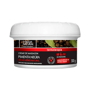 Creme Para Massagem D'agua Natural Pimenta Negra 300g