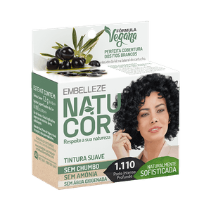 Coloração Natucor 1.110 Azeite De Oliva Negra Preto Intenso Profundo 12g