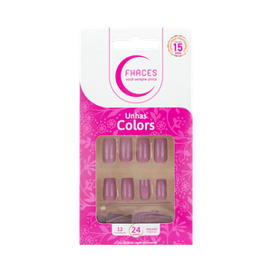 Unhas Fhaces Colors Rosa Flash 24 uni (U3052)