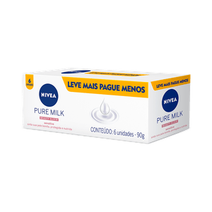 Sabonete em Barra Nivea Pure Milk Sensitive Promo 6 Unidades 90g