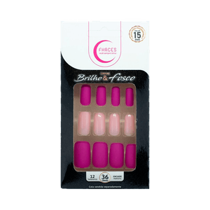 Unhas Fhaces Brilho e Fosco Rosa 36 uni