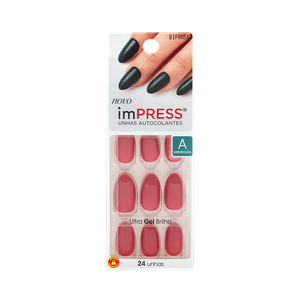 Unhas Autocolantes Kiss New York ImPress Amendoada Rose Quartz