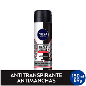 Desodorante Antitranspirante NIVEA Aerosol  B&W Máxima Proteção Masc 150ml