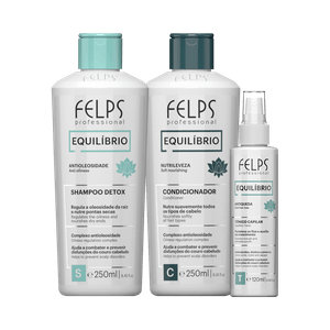 Kit Felps Equilíbrio Shampoo Antioleosidade 250ml+Condicionador Nutrileveza 250ml+Tônico Antiqueda 120ml