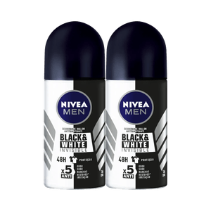 Kit NIVEA Desodorante Antitranspirante Roll-on Invisible for Black & White 50ml (2 Produtos)