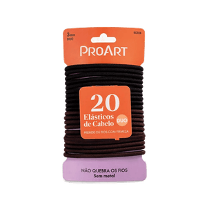 Elástico de Cabelo ProArt 3mm Duo Com 20 Unidades