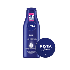 Kit Nivea Loção Corporal Hidratante Milk 200ml + Creme Hidratante Lata 56g