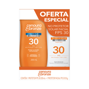 Kit Cenoura & Bronze Protetor Solar FPS 30 200ml + Protetor Solar Facial FPS 30 50g