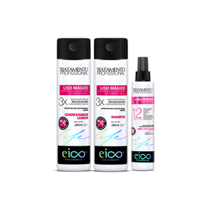 Kit Eico Life Liso Mágico Shampoo 280ml + Condicionador 280ml + Spray Cristalizador 120ml