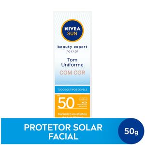 NIVEA SUN Protetor Solar Facial Beauty Expert Com Cor FPS 50 50g