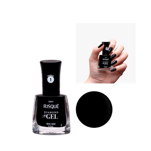 Esmalte Risqué Diamond Gel Preto Caviar Cremoso