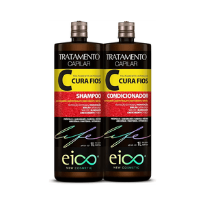 Kit Eico Life Cura Fios Tratamento Intensivo Shampoo 1000ml + Condicionador 1000ml