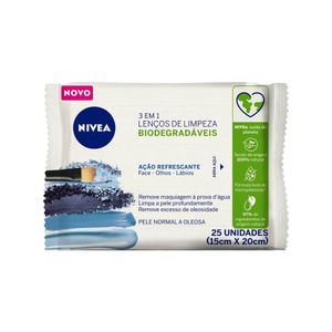 Lenço de Limpeza Nivea Demaquilante Ação Refrescante 3 em 1 25un.