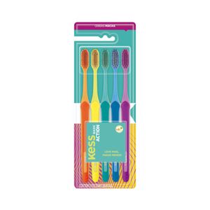 Kit Kess 5 Escovas de Dentes Basic Action Macia