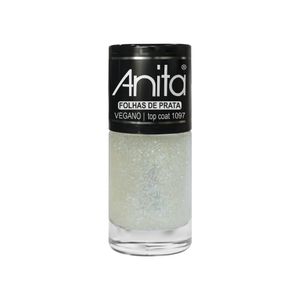 Esmalte Top Coat Anita Folhas de Prata Glitter