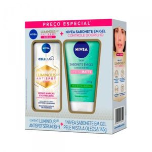 Kit Nivea Luminous630 Sérum Intensivo 30 ml + Sabonete em Gel Controle do Brilho 145g