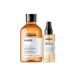 Kit Shampoo L'Oréal Professionnel Serie Expert NutriOil 300ml + Óleo Reparador 10 em 1 Absolut Repair