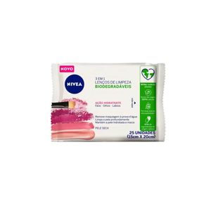 Lenço Facial Demaquilante NIVEA 3 Em 1 Hidratante Rosa 25 Unidades