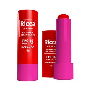 Protetor Solar Labial Ricca FPS15 Morango