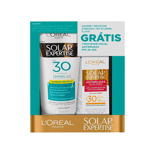 Kit L'Oréal Expertise Protetor Solar Corporal FPS30 200ml + Protetor Solar Facial Antirrugas 25g