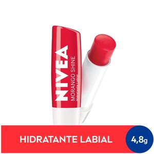 NIVEA Hidratante Labial Morango Shine Hidratação Prolongada 4,8g