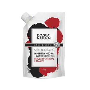 Creme Massagem D'Agua Natural Pimenta Negra Redutor Corporal 1000g