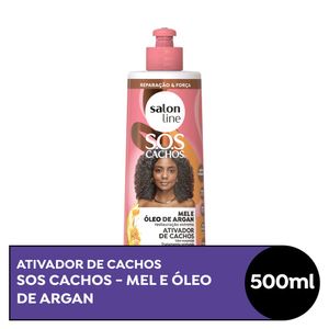 Ativador de Cachos SOS Cachos Mel e Óleo de Argan Restauração Extrema Salon Line 500ml