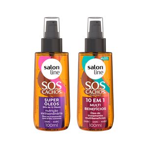 Kit Salon Line 2 Óleos de Tratamento 100ml SOS Cachos Super Óleos e Multibenefícios