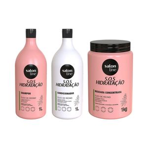 Kit Salon Line SOS Hidratação Turbinado Shampoo + Condicionador + Máscara