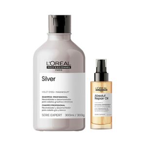 Kit L'Oréal Professionnel Shampoo Serie Expert Silver + Óleo Reparador Absolut Repair