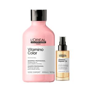 Kit LOréal Professionnel Shampoo Vitamino Color Serie Expert + Óleo Reparador 10 em 1 Absolut Repair